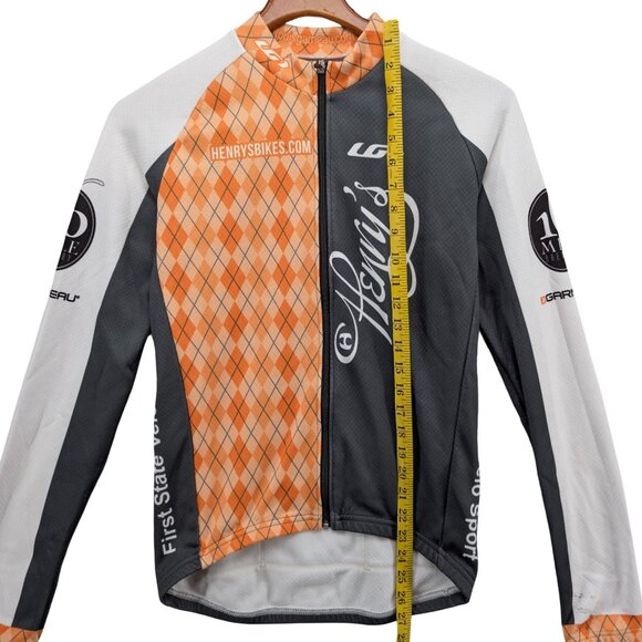 Louis Garneau Cycling Shirt Mens Orange Multi Full Zip Mock Neck Pockets Size M - Picture 6 of 10